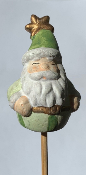 Keramik Nikolaus grün, Augen zu